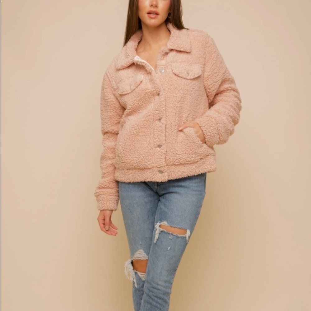 Pink Sherpa teddy jacket